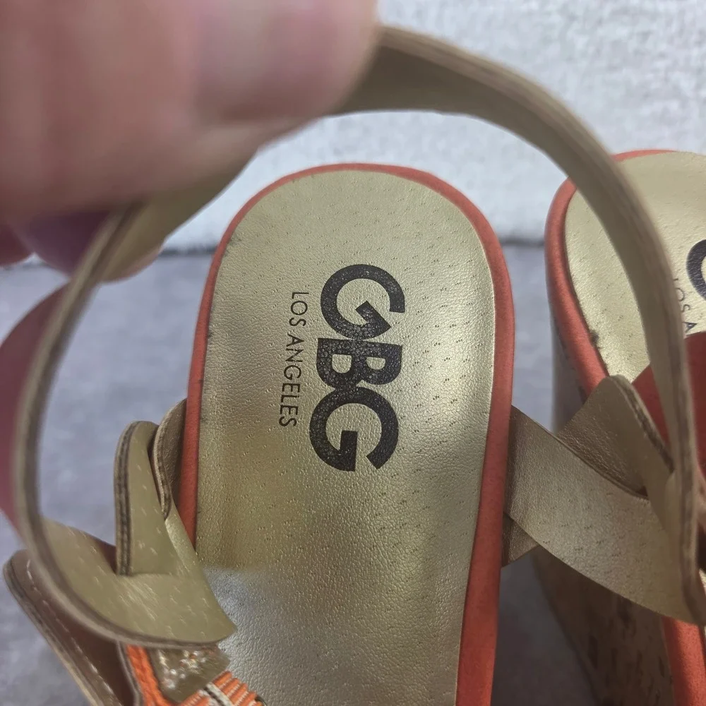 GBG Los Angeles Dayva Orange Cork Wedge Platform Sandals GGDAYVA Womens 9M